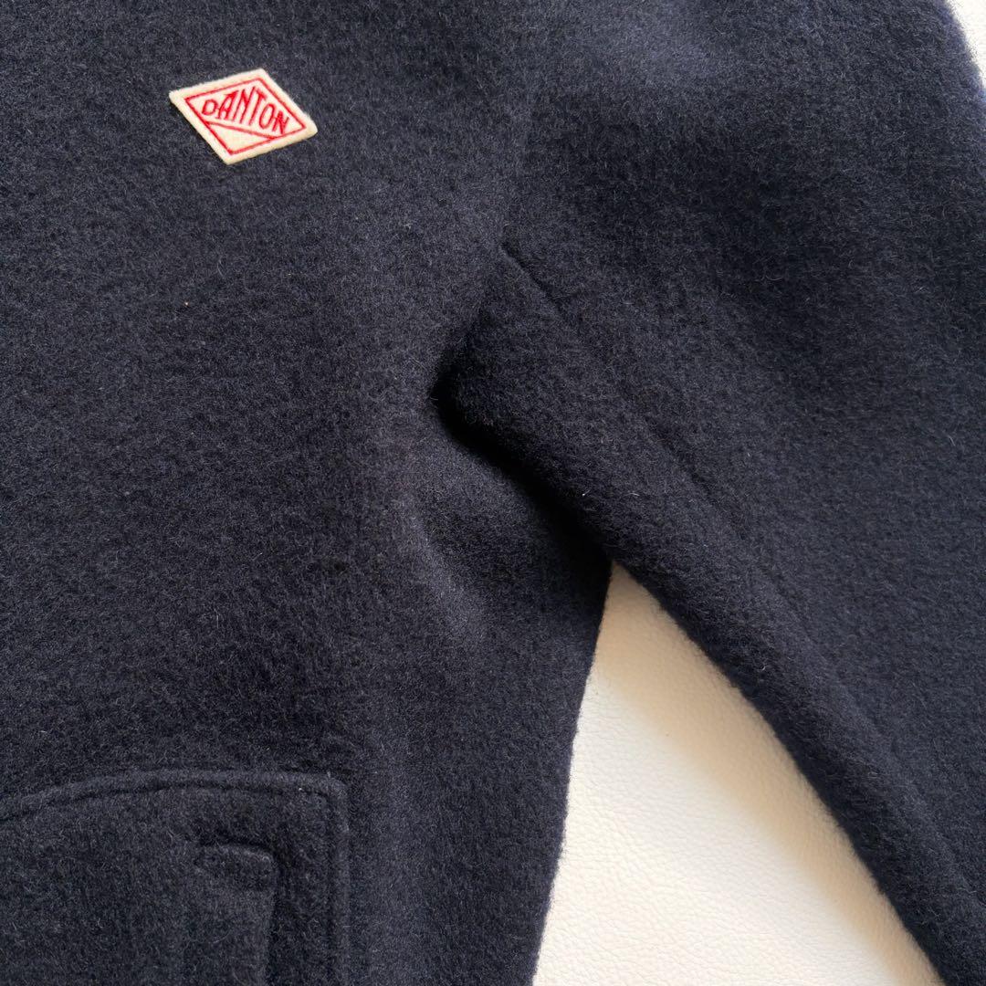 ダントン　ウールモッサ　ノーカラージャケット　ネイビー　34