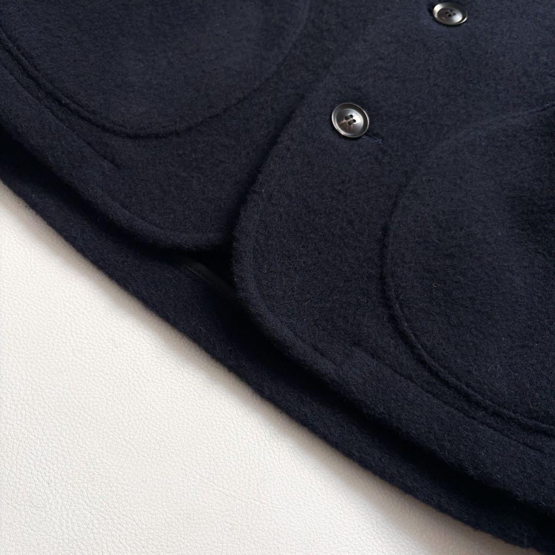 ダントン　ウールモッサ　ノーカラージャケット　ネイビー　34