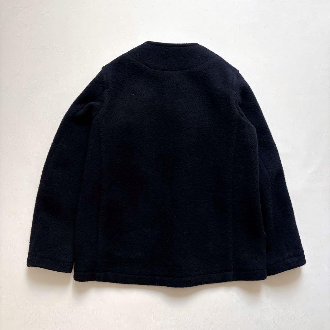 ダントン　ウールモッサ　ノーカラージャケット　ネイビー　34