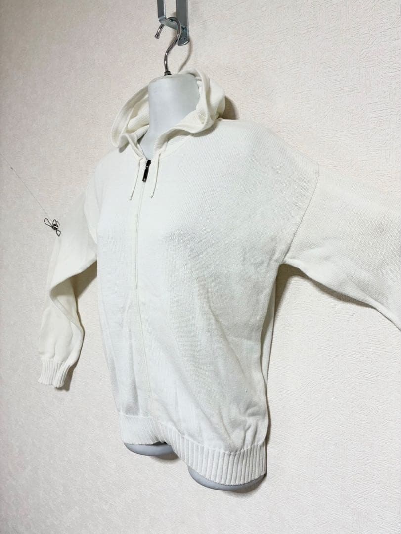 m726◆Max Mara◆白◆ジップフード付パーカー◆日本製◆綿100%◆S