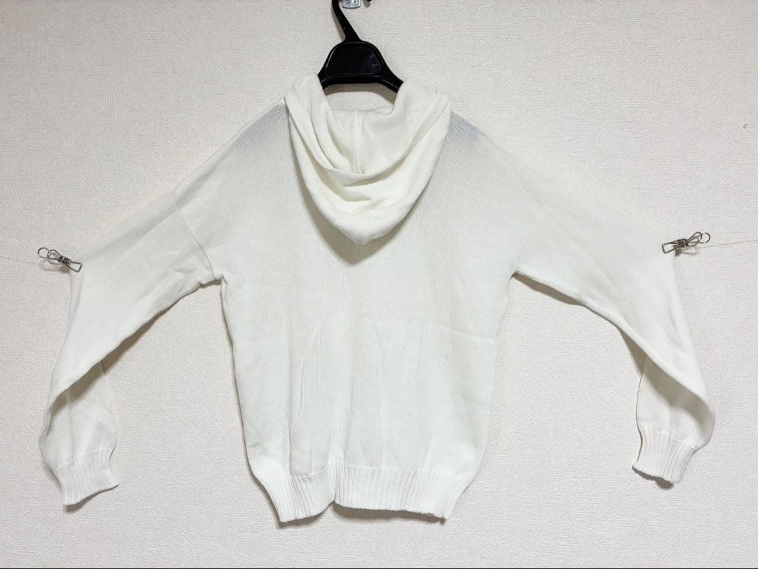 m726◆Max Mara◆白◆ジップフード付パーカー◆日本製◆綿100%◆S