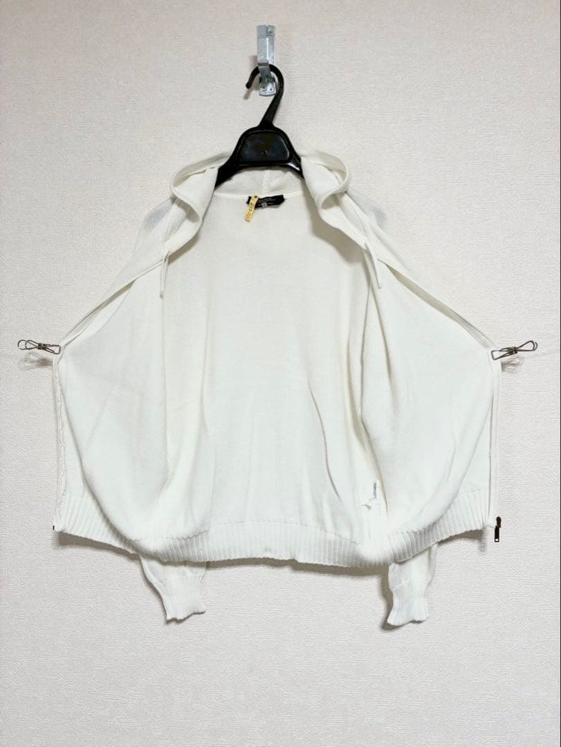 m726◆Max Mara◆白◆ジップフード付パーカー◆日本製◆綿100%◆S
