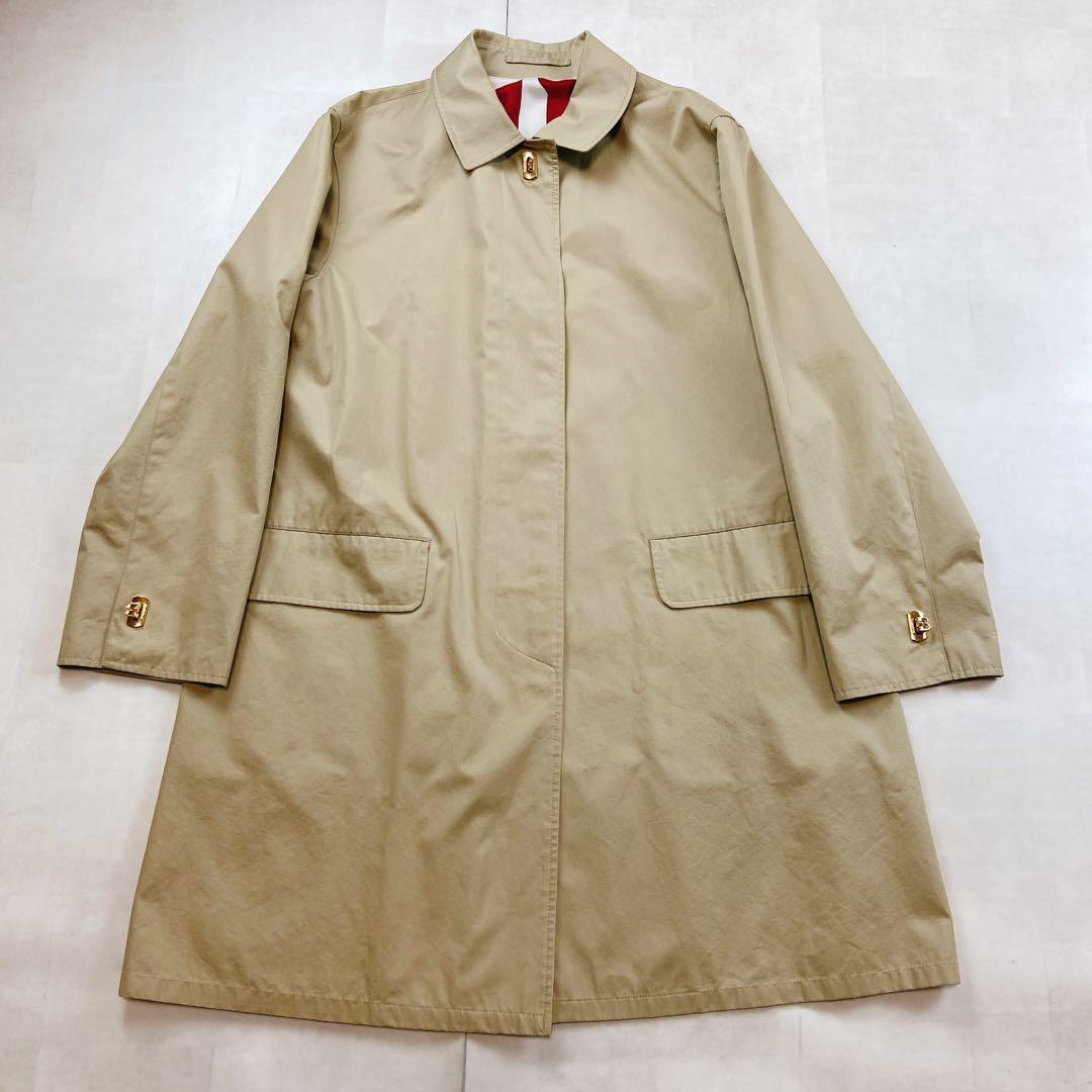 貴重 レア ゴールド金具 バーバリーロンドン スカーフ柄 ステンカラーコート
