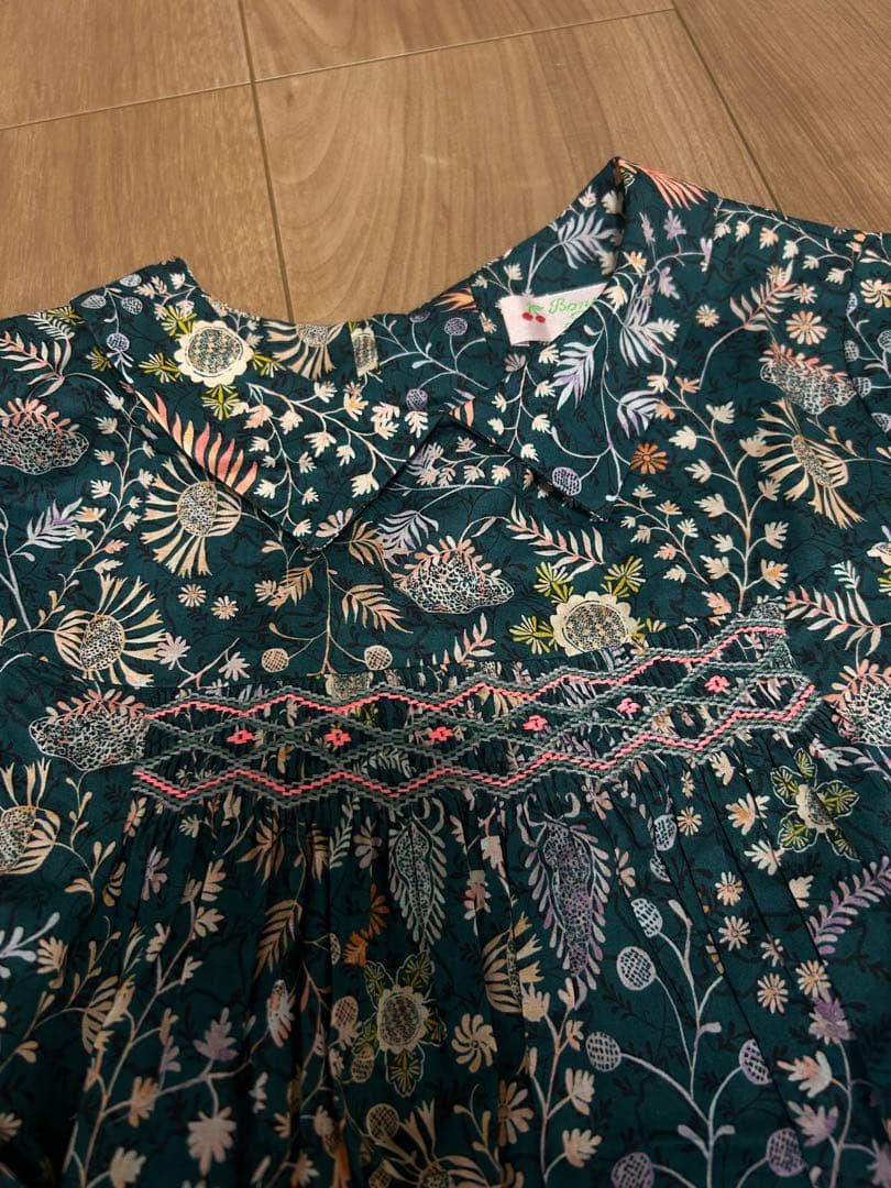 Bonpoint 花柄グリーン長袖ブラウス サイズ8