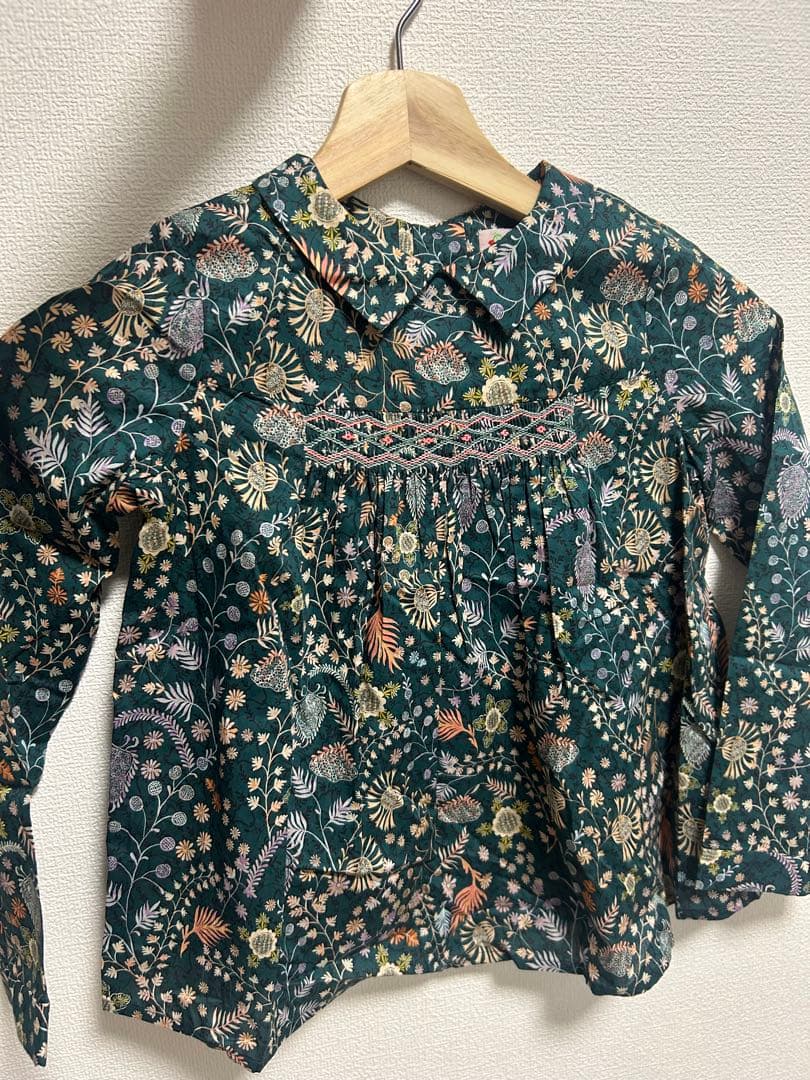 Bonpoint 花柄グリーン長袖ブラウス サイズ8