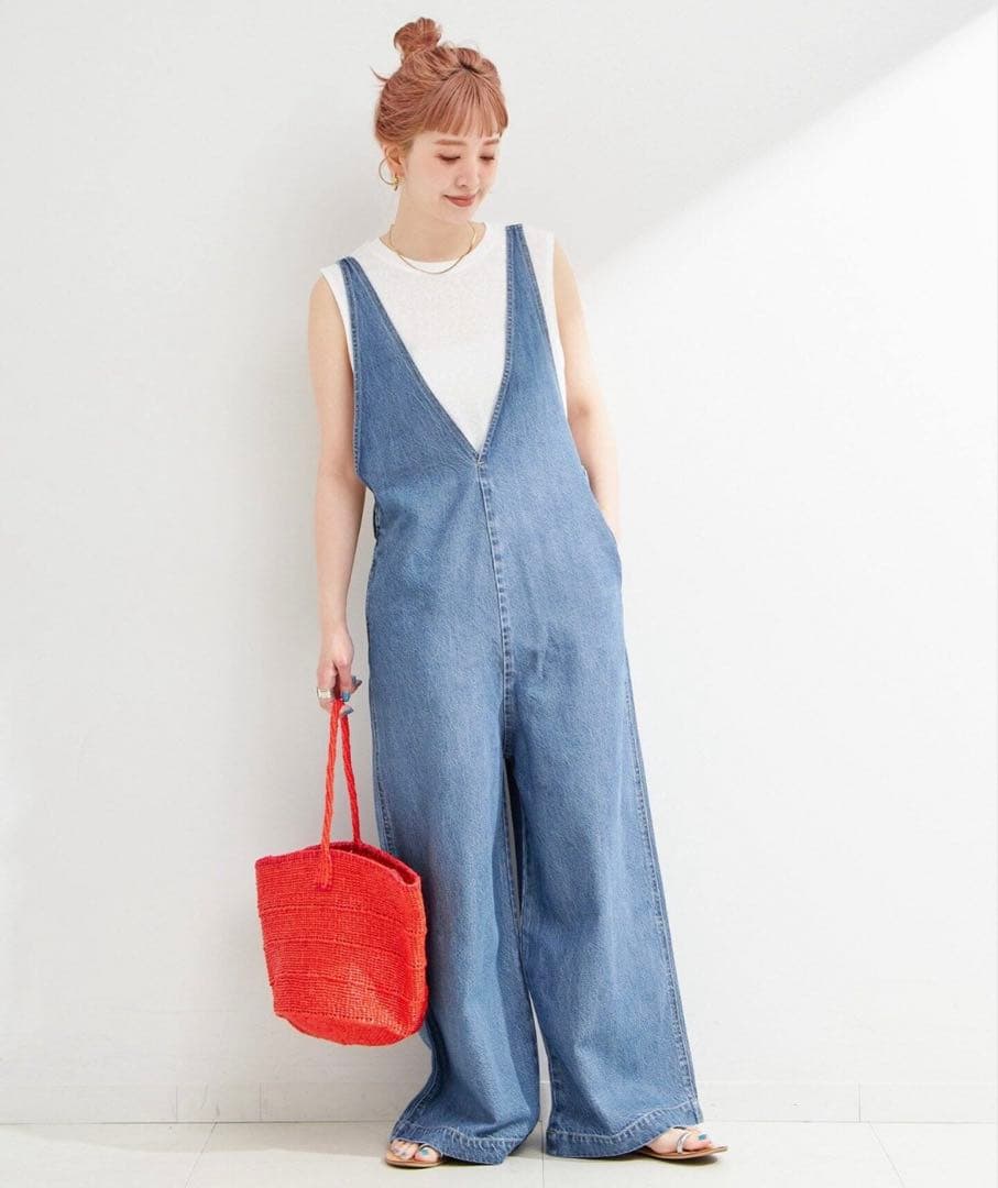 B.C STOCKデュジュールDU JOUR Vネック デニムサロペットroku