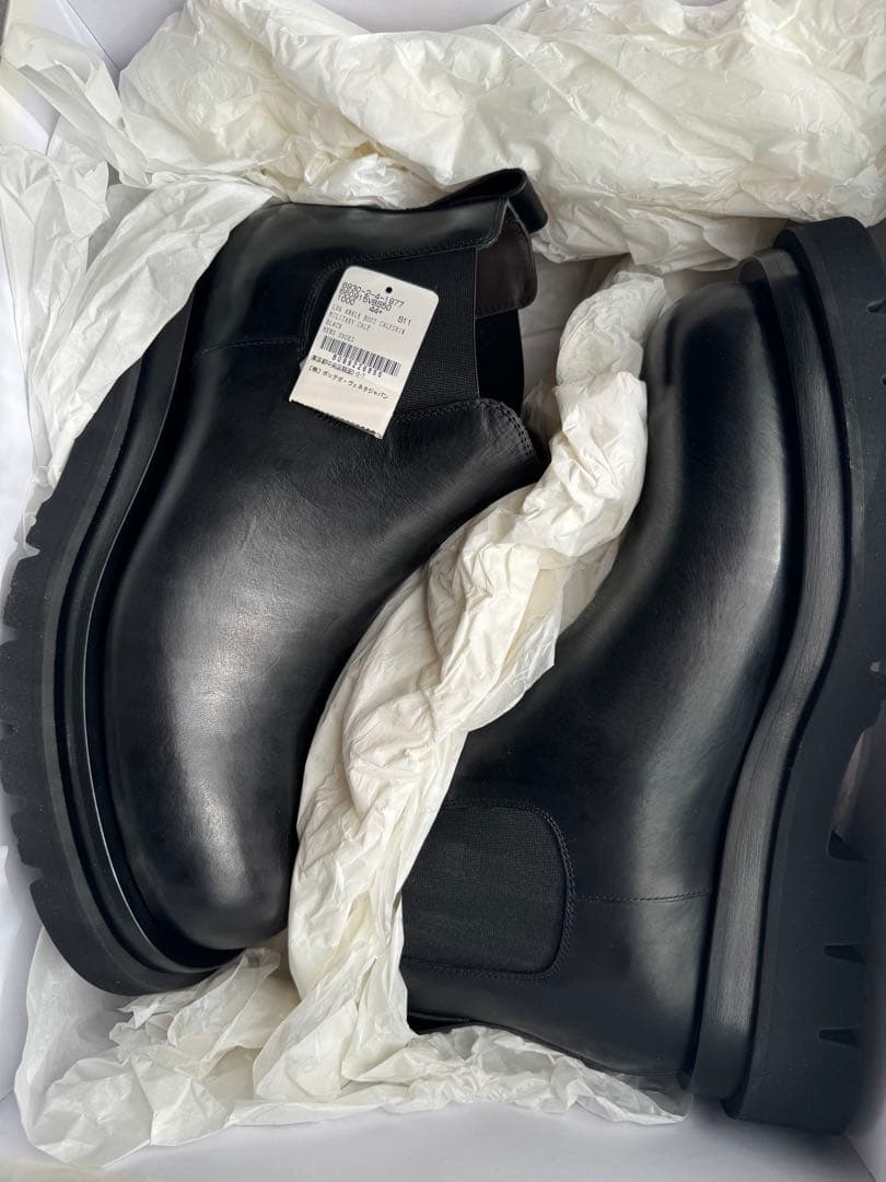 ブラックレザー サイドゴアブーツ