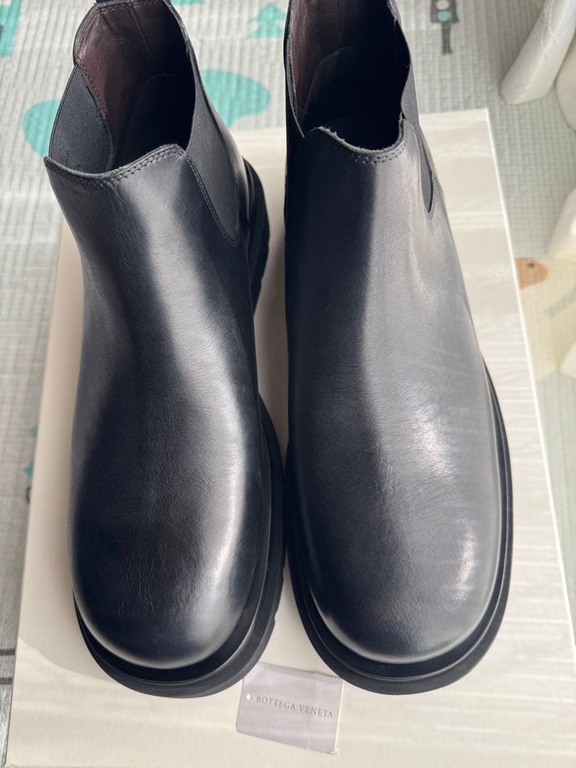 ブラックレザー サイドゴアブーツ