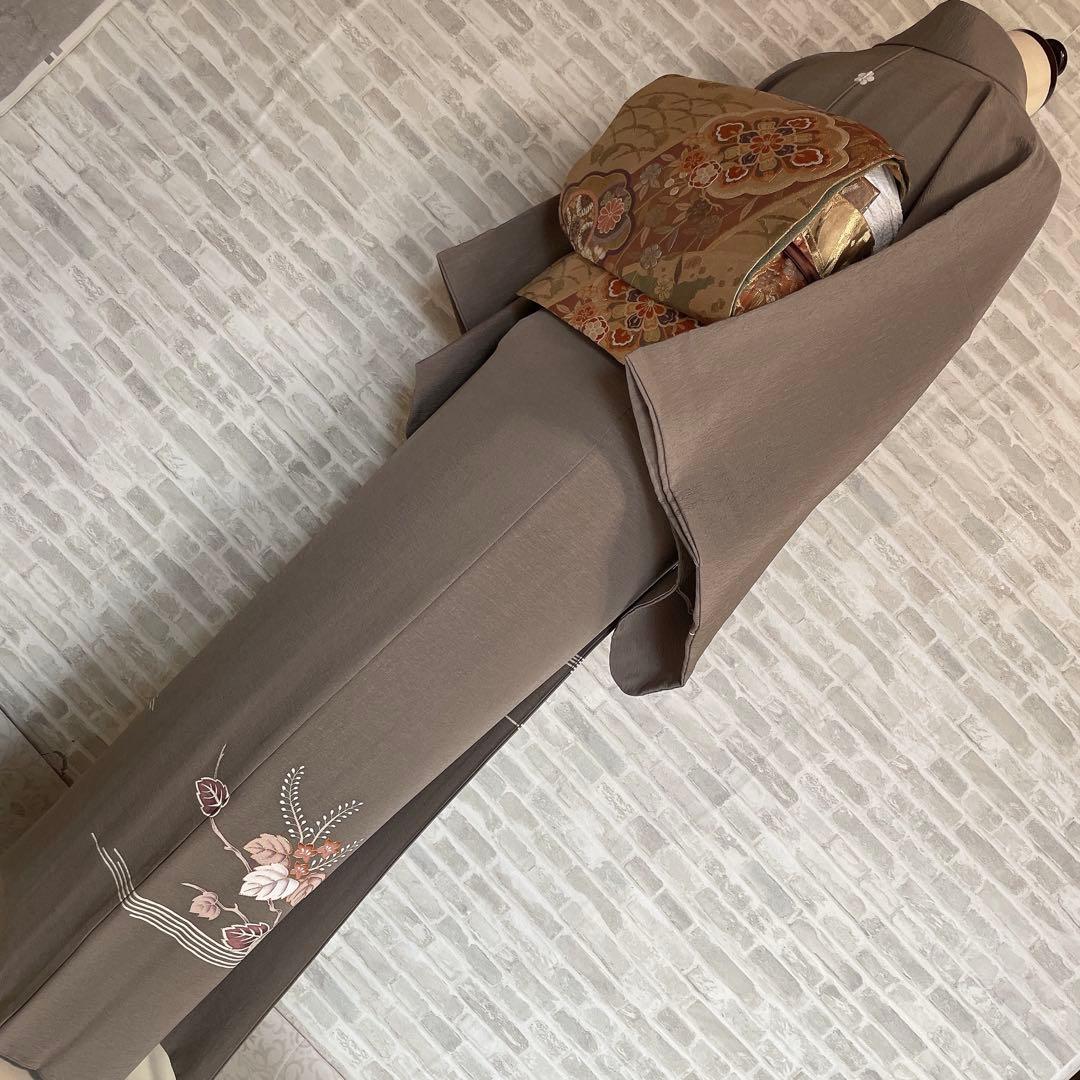 訪問着　フルセット　桐　桐の花　金駒刺繍　金彩加工　パールトーン加工　着物　H1