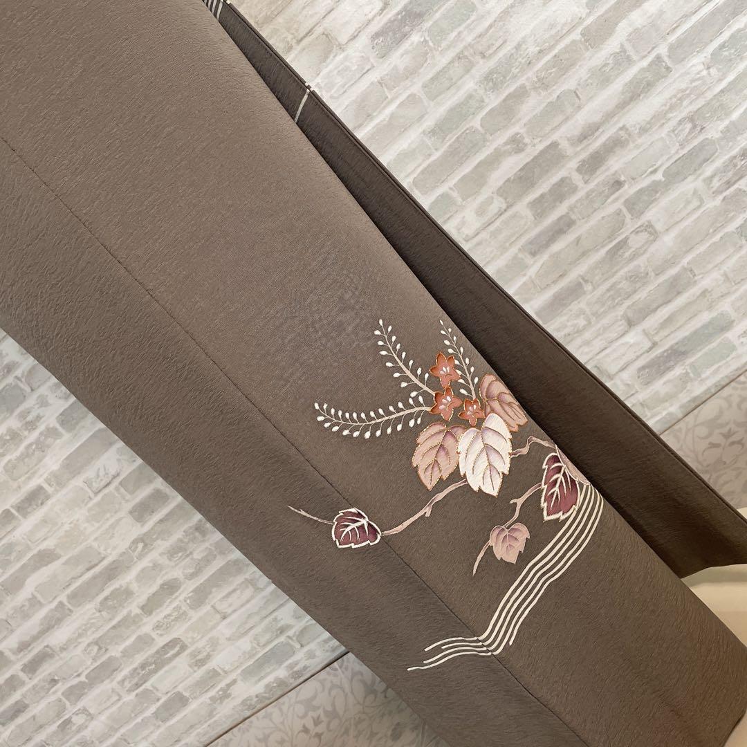 訪問着　フルセット　桐　桐の花　金駒刺繍　金彩加工　パールトーン加工　着物　H1