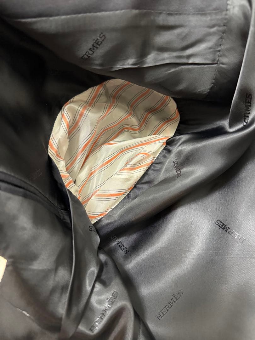 新品　エルメス　スーツ　46 濃紺　ストライプ