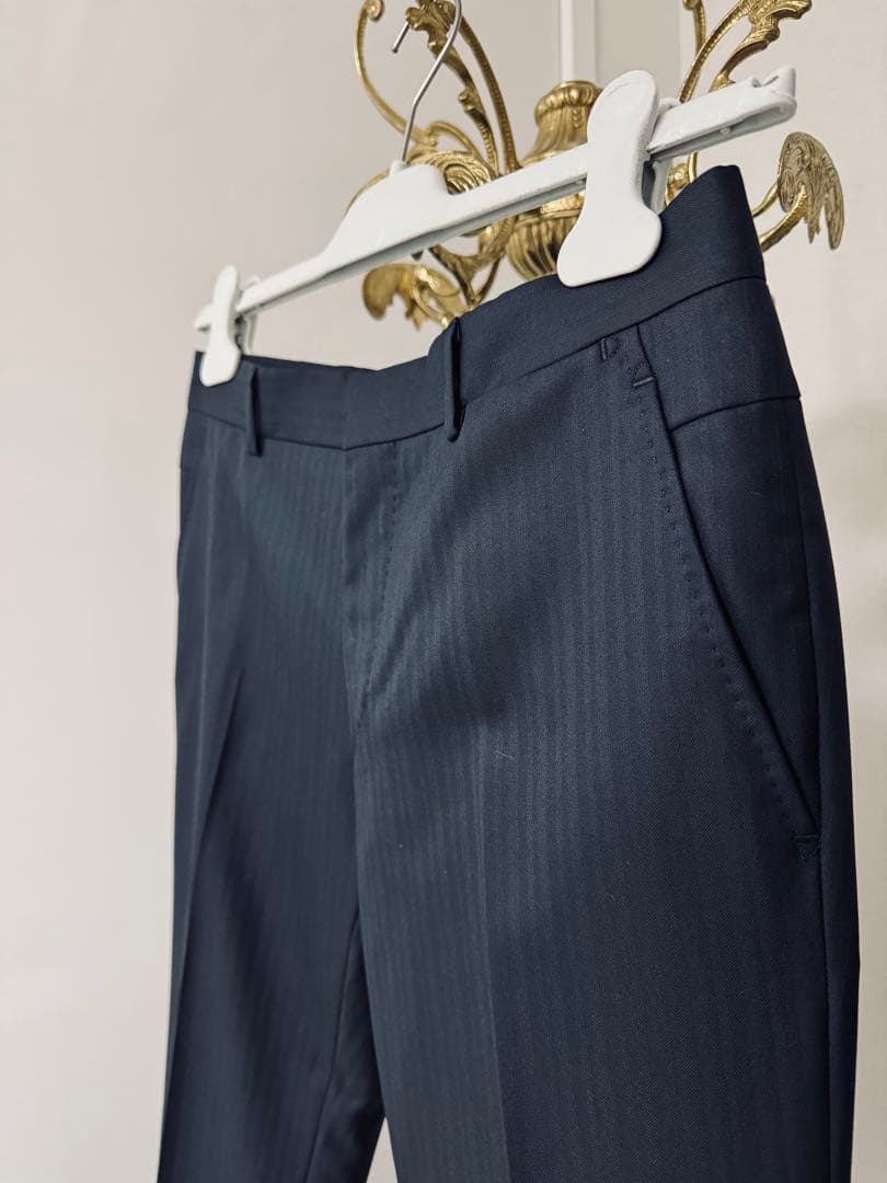 新品　エルメス　スーツ　46 濃紺　ストライプ