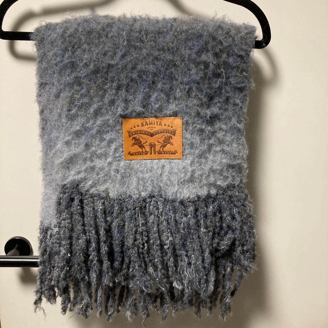 Kamiyaフリンジ付きマフラー グレー系