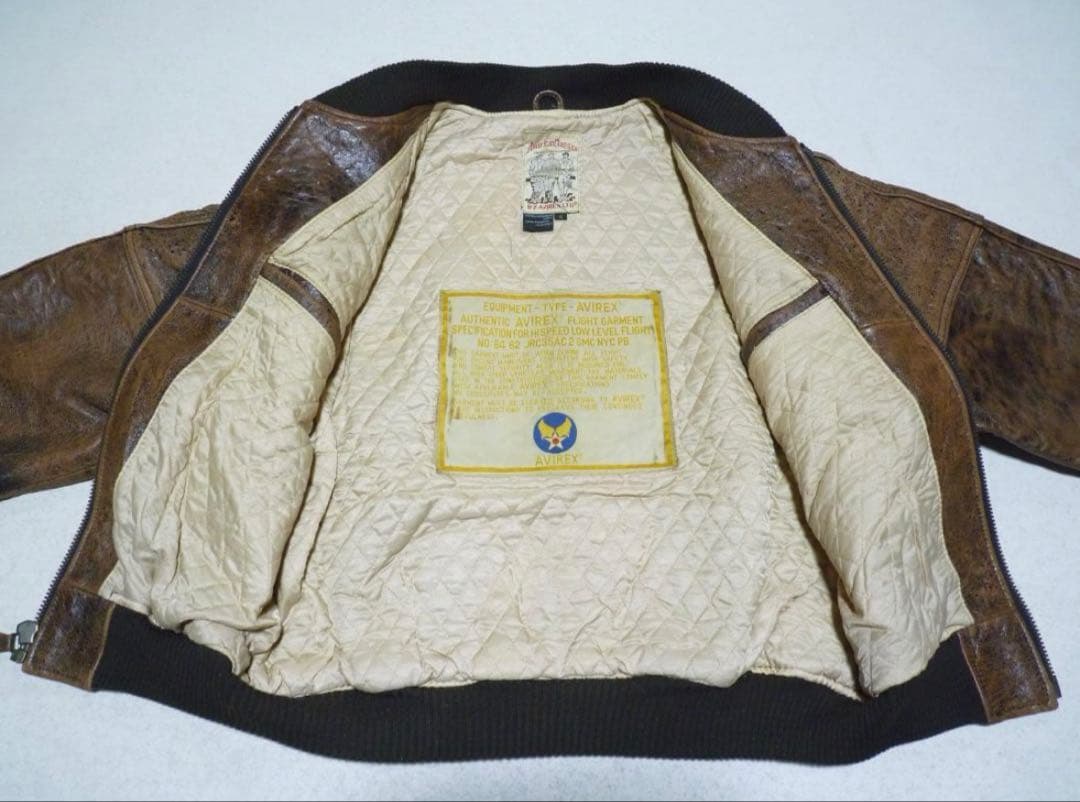 AVIREX 本革　レザースタジャン　ブラウン　S
