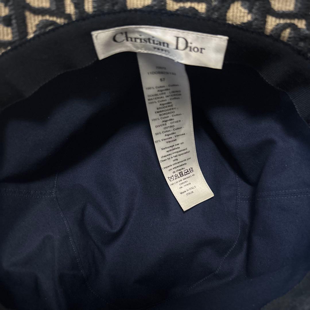 CHRISTIAN DIOR バケットハット ネイビー/ベージュ