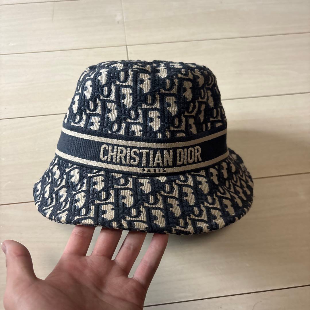 CHRISTIAN DIOR バケットハット ネイビー/ベージュ
