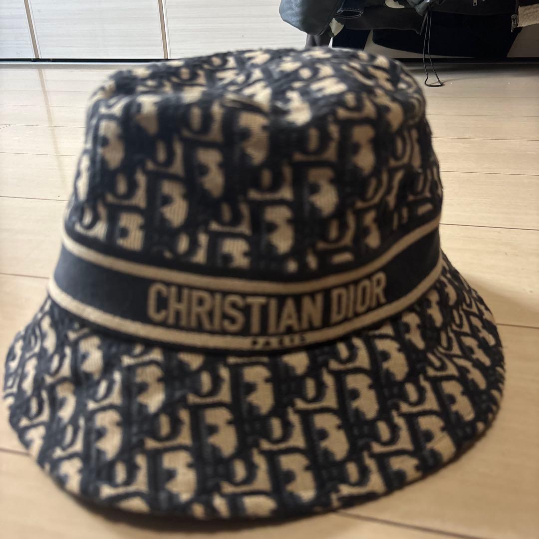 CHRISTIAN DIOR バケットハット ネイビー/ベージュ