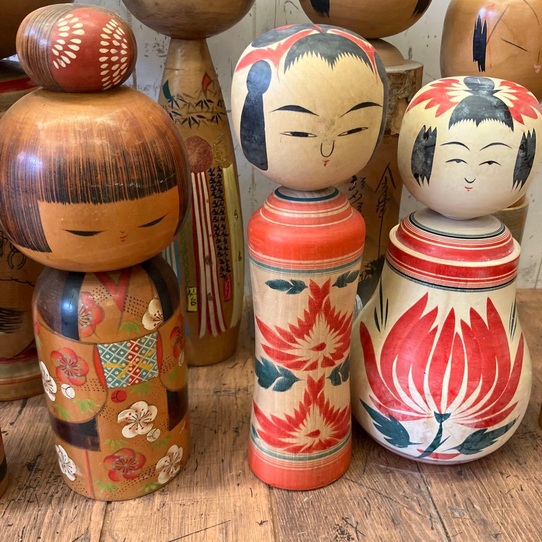 昭和レトロ 伝統的な木製こけしコレクション こけし 小芥子 まとめ売り 置物