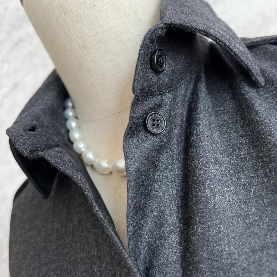 極美品★HERMES★ウール★フラノ★ベルト付★トレンチコート★ワンピース