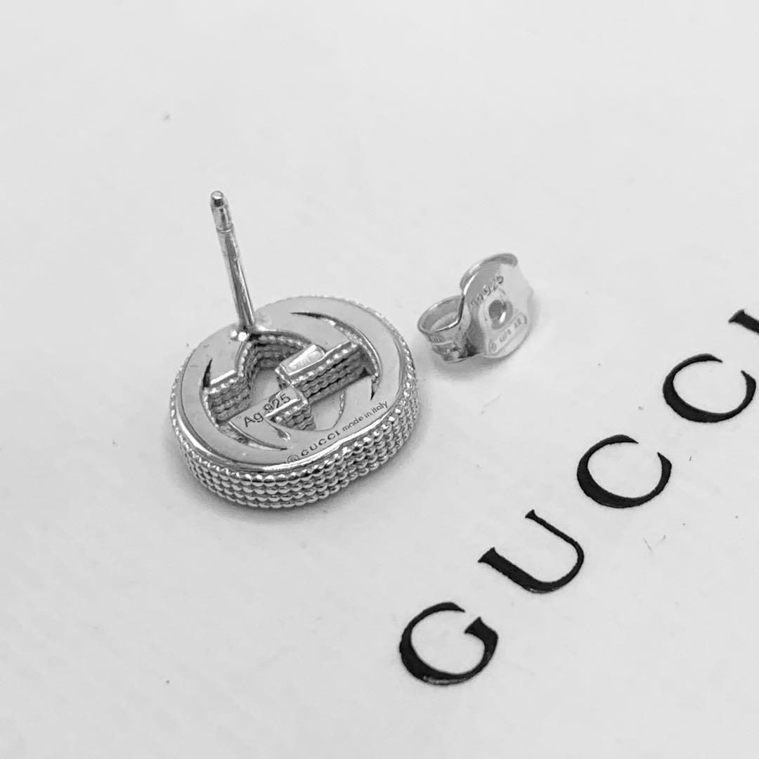 【鏡面仕上げ】GUCCI ピアス　GG インターロッキングG マーモント