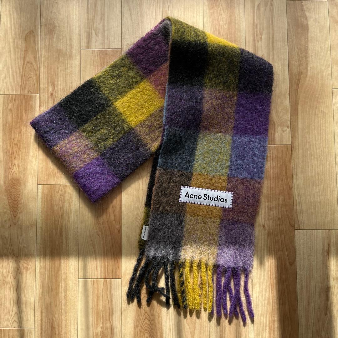 Acne Studios チェック柄マフラー ウール混