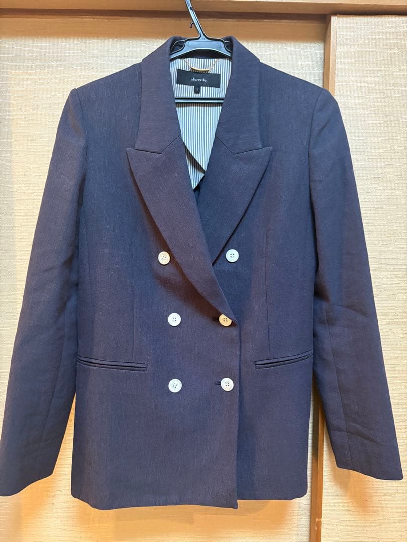 アルアバイル　マットクロスダブルブレストジャケット ネイビー　ルルウィルビー