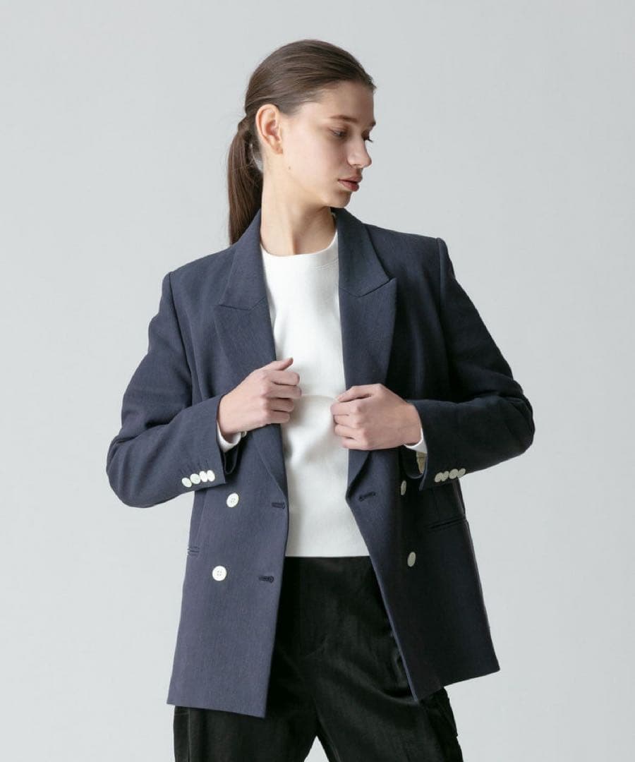 アルアバイル　マットクロスダブルブレストジャケット ネイビー　ルルウィルビー