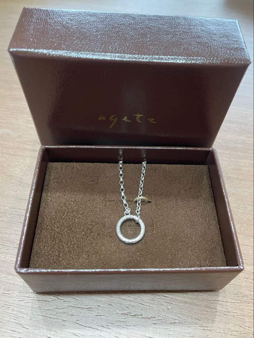 アガット　シルバー ダイヤモンドネックレス（45センチ）