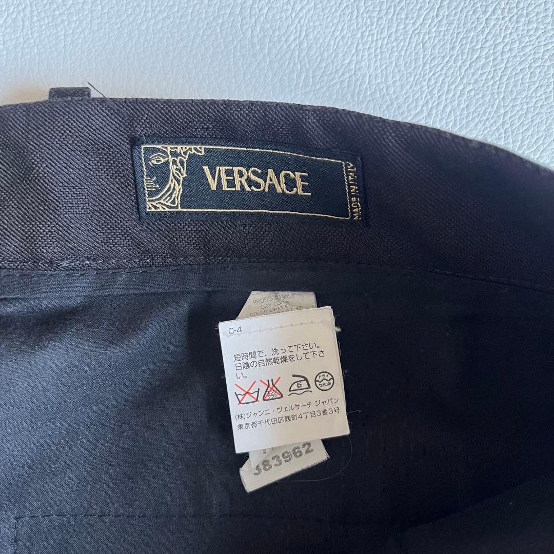 美品　ヴェルサーチ　スラックス　パンツ　ウール　ジャガード　チェック　希少柄