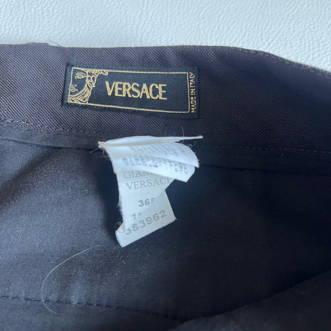 美品　ヴェルサーチ　スラックス　パンツ　ウール　ジャガード　チェック　希少柄