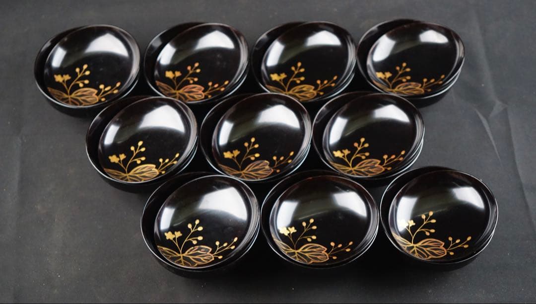蒔絵　葵紋　菓子椀　10客　共箱