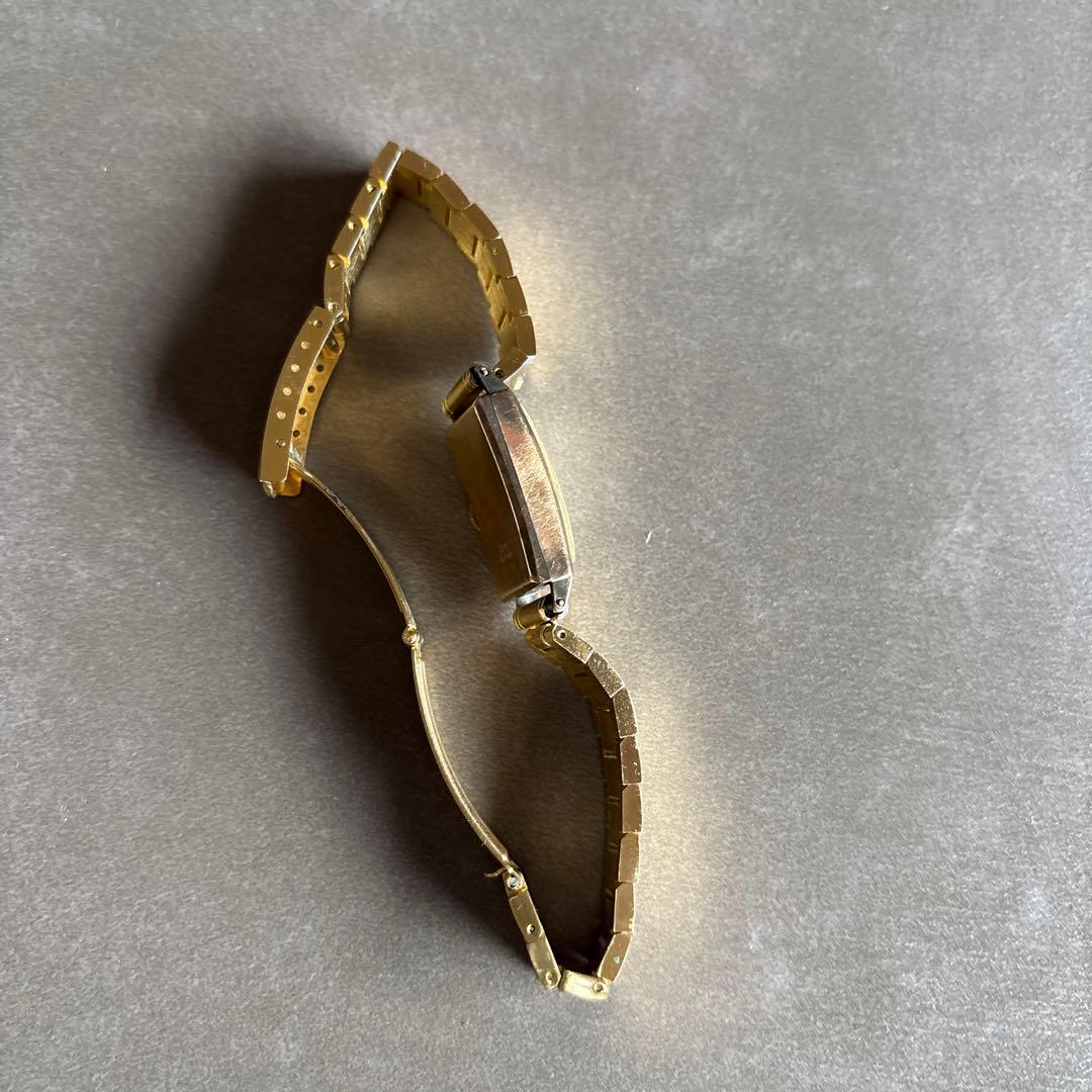 デルバナ18金　ベルト美品スイス製アンティーク腕時計　18K