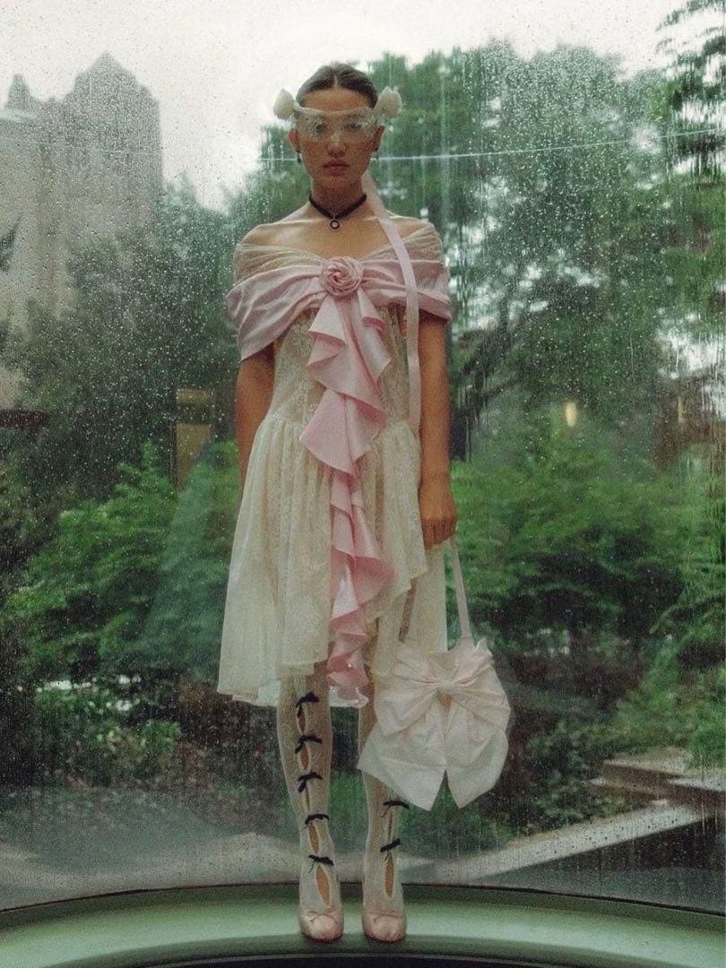 NODRESS ホワイト　レース　リボン　ストッキング ソックス