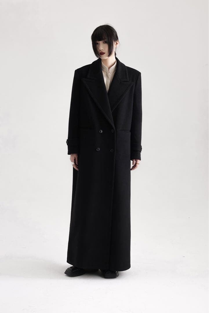 APOZI Collection ダブルスーパーロングコート　ブラック