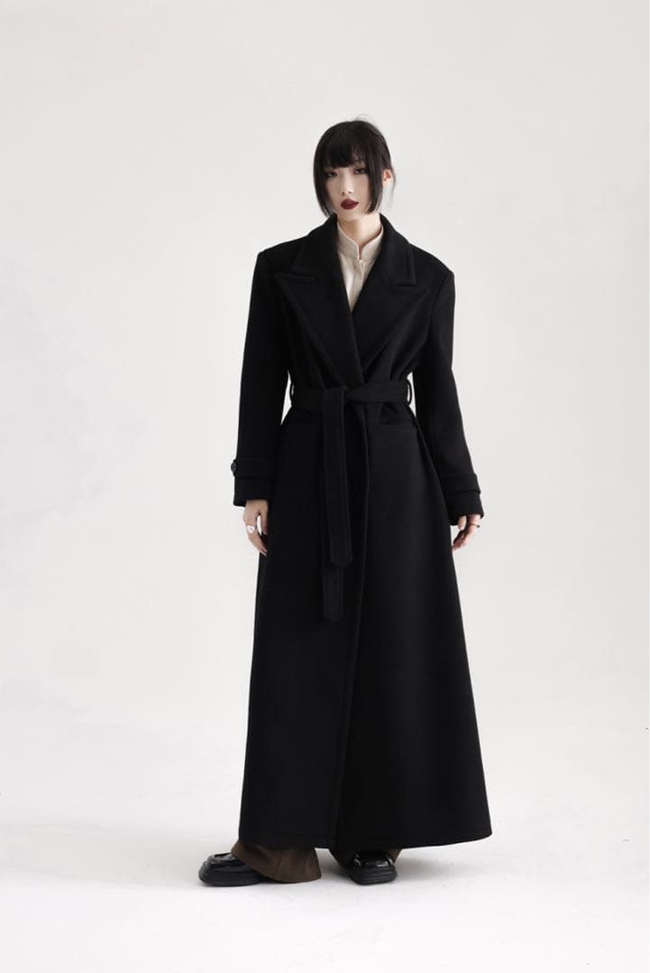 APOZI Collection ダブルスーパーロングコート　ブラック