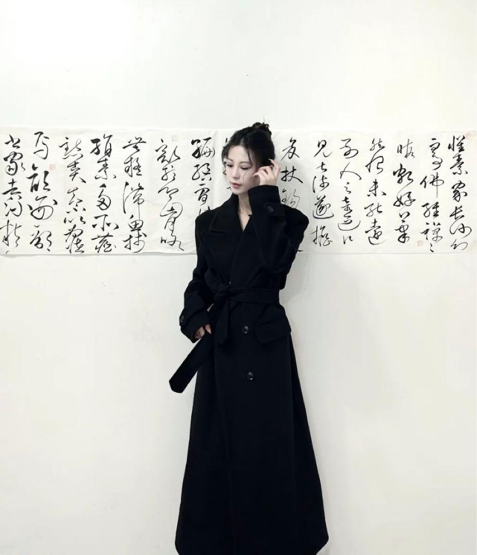 APOZI Collection ダブルスーパーロングコート　ブラック