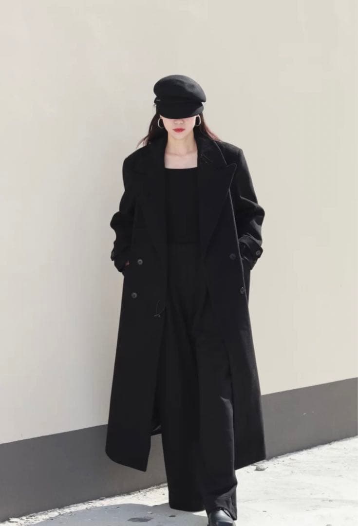 APOZI Collection ダブルスーパーロングコート　ブラック