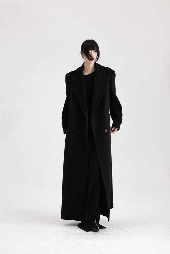 APOZI Collection ダブルスーパーロングコート　ブラック