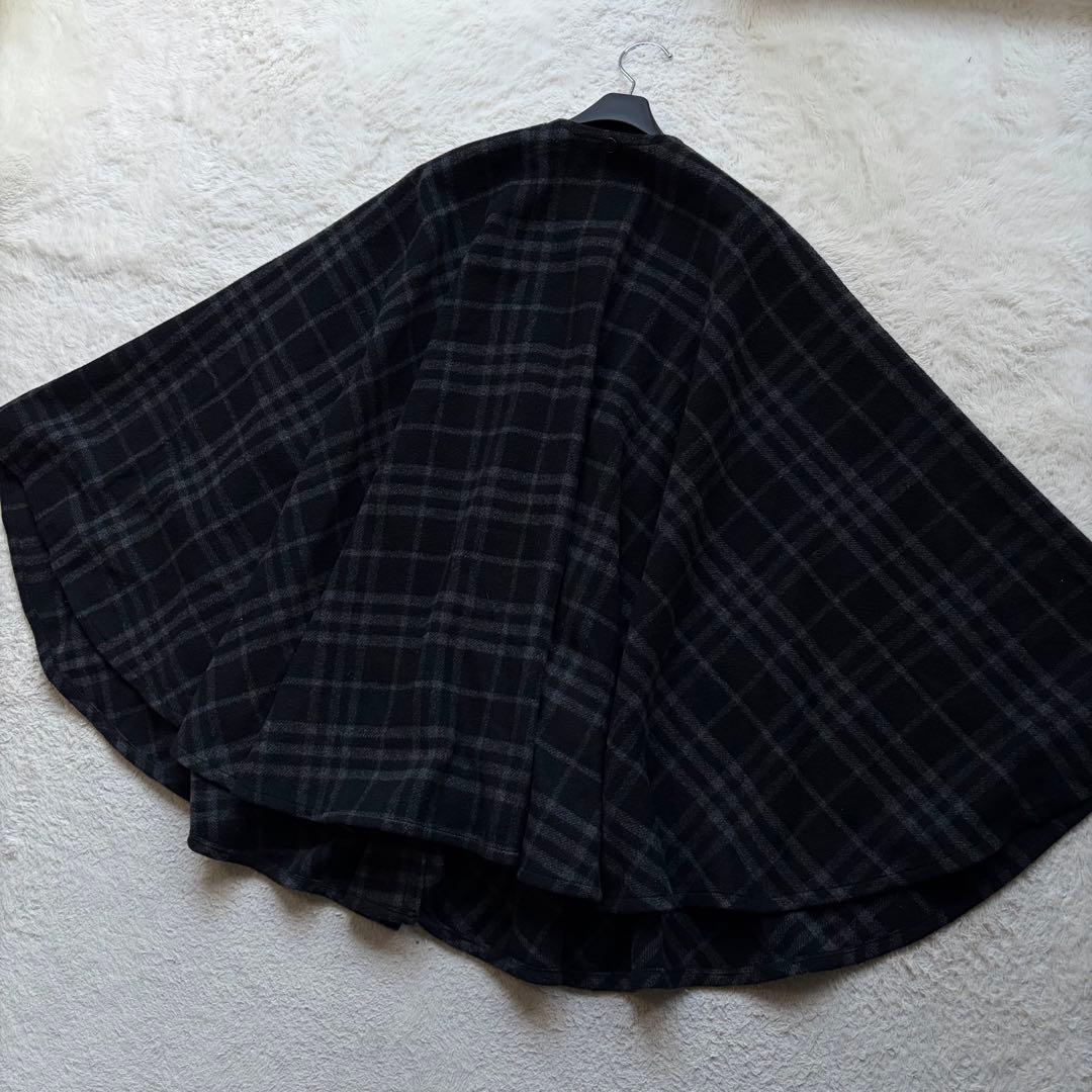 【激レア】バーバリーズ ポンチョ コート カシミヤ混 シャドーチェック ブラック