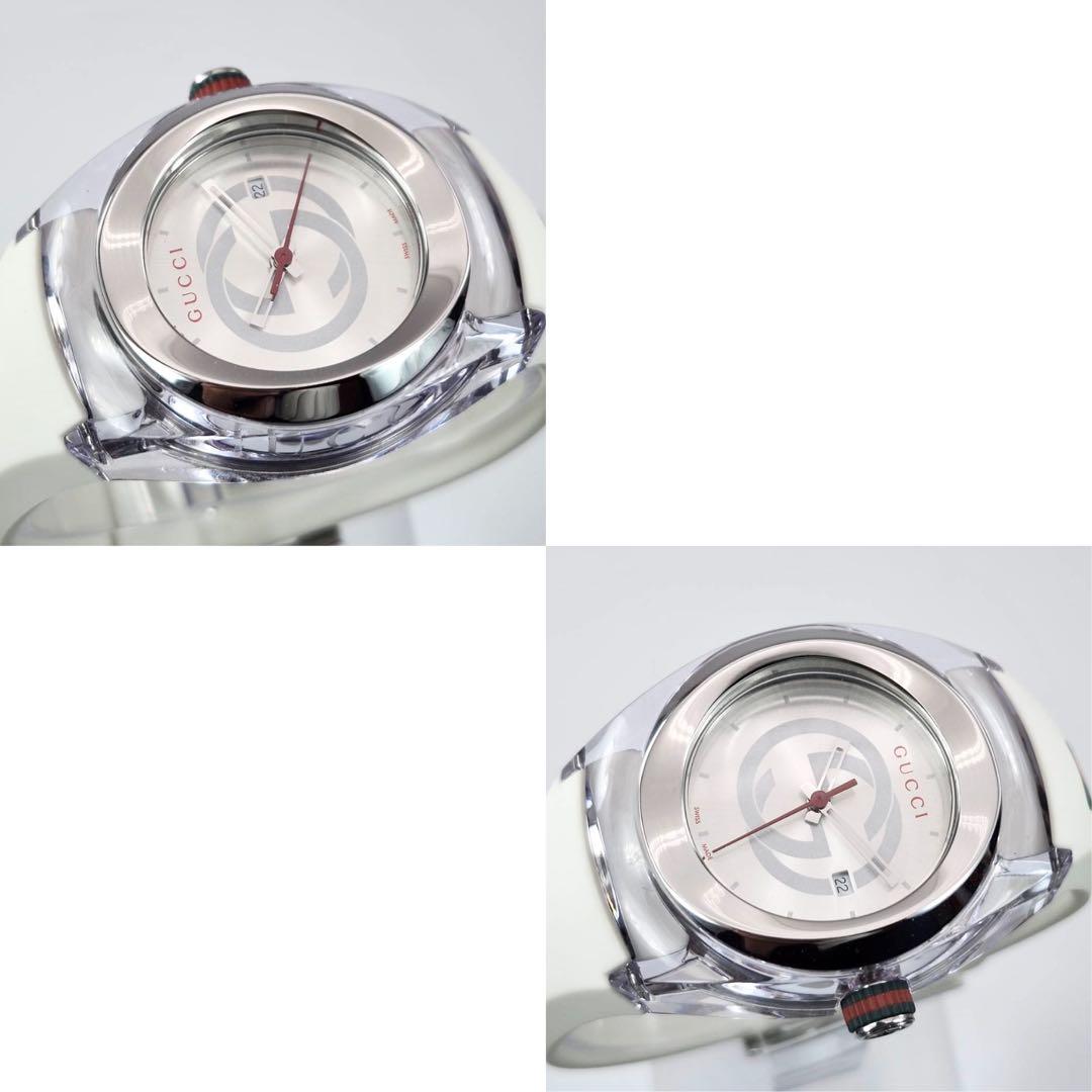 美品✨　グッチ　137.3 シンク 時計　ホワイト　シェリーライン　保存箱
