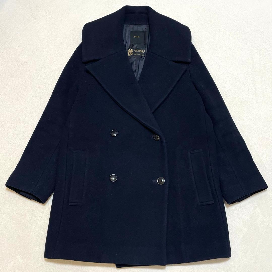 22AW スピックアンドスパン マンテココート ビッグカラー ダブルブレスト