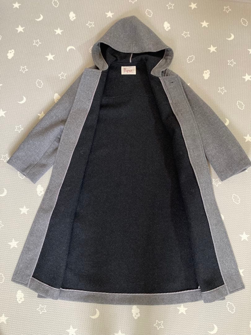 パパス ダッフルコート フード アンゴラ ウール