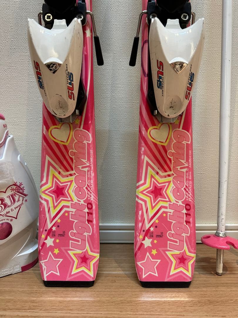 女の子用スキーセット 板110cm、靴20cm、ストック85cm