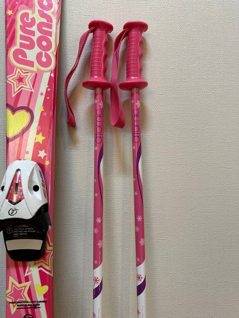 女の子用スキーセット 板110cm、靴20cm、ストック85cm