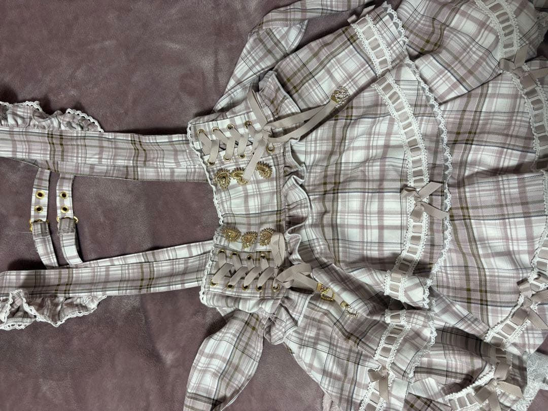 LIZLISA はしごリボンチェックティアード スカパン　ピンク