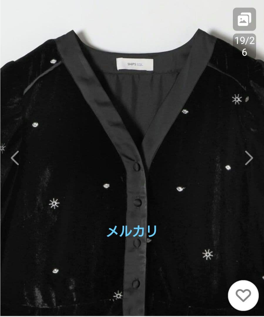 SHIPS any　ベロア 刺繍 タック フレア ワンピース　美品