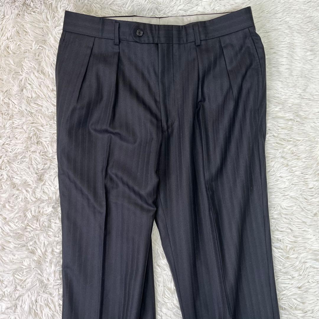 高級美品✨バーバリー　セットアップスーツ　ブラック　ストライプ　2B