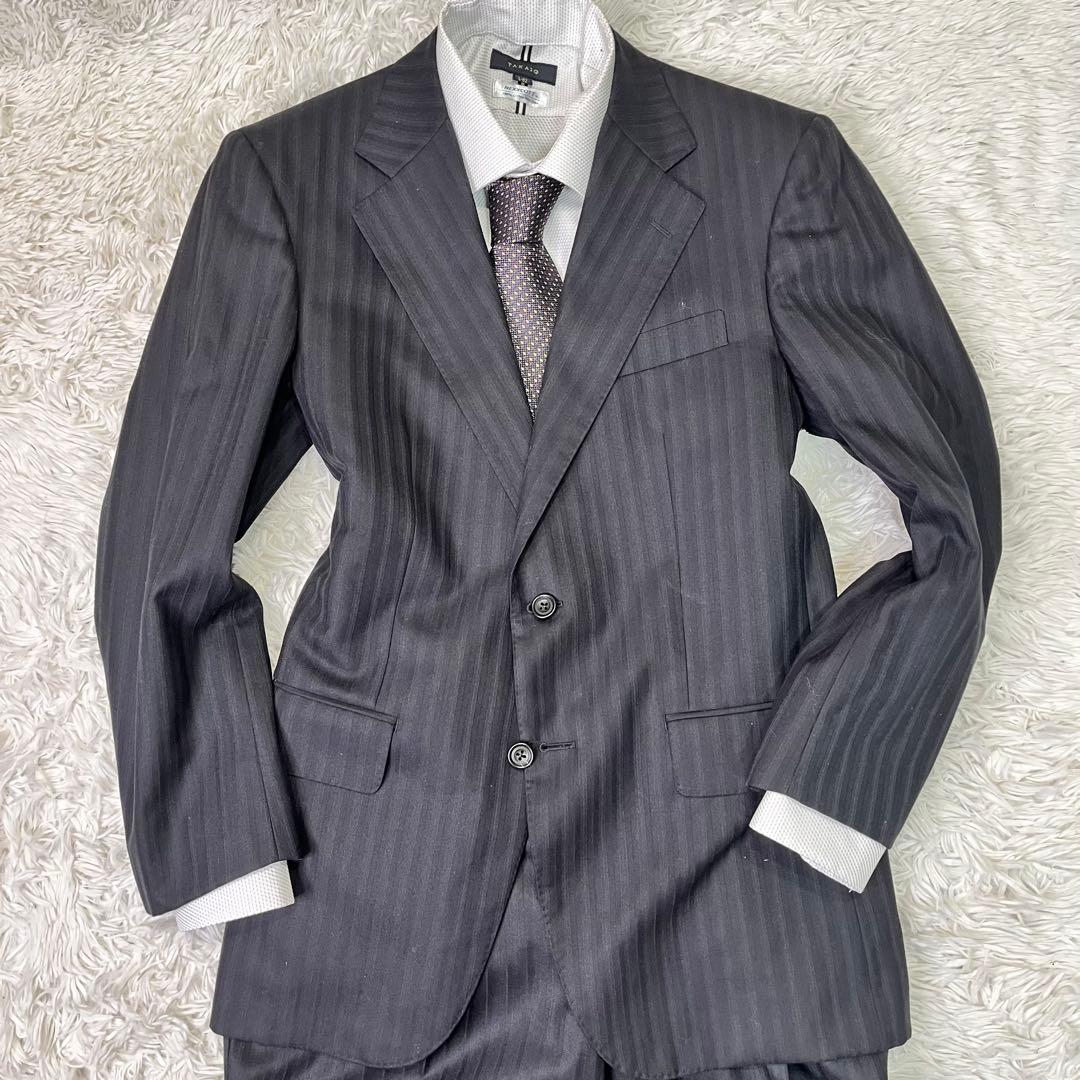 高級美品✨バーバリー　セットアップスーツ　ブラック　ストライプ　2B