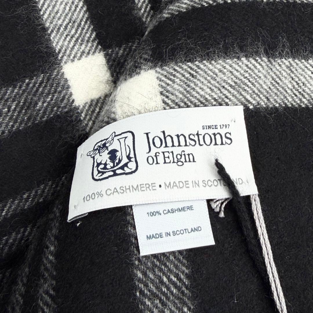 【新品】ジョンストンズ 大判カシミヤストール 黒白