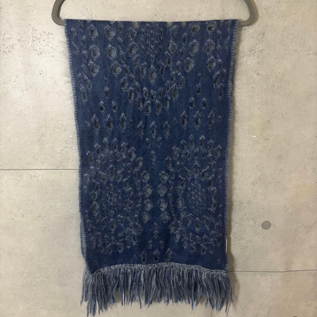 ［美品］ディオール　ガリアーノ期　ブロークンニット　フリンジ　マフラー